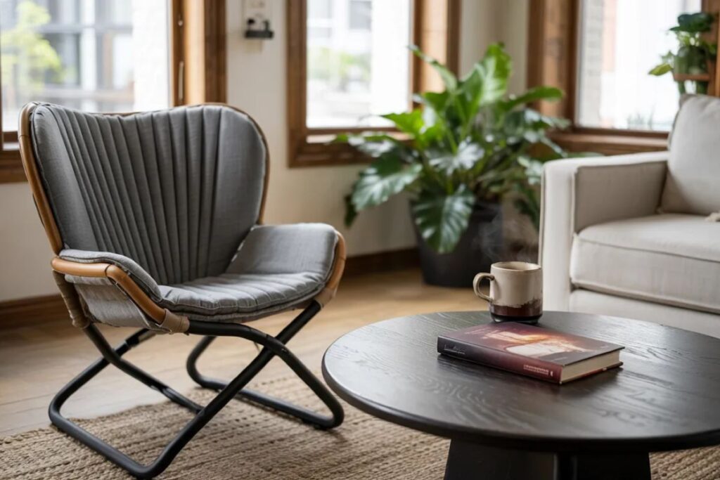 accordion chair modern space-saving seating in small living room