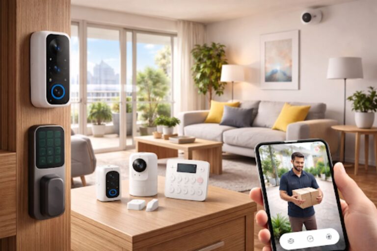 smart home security system setup in apartment USA