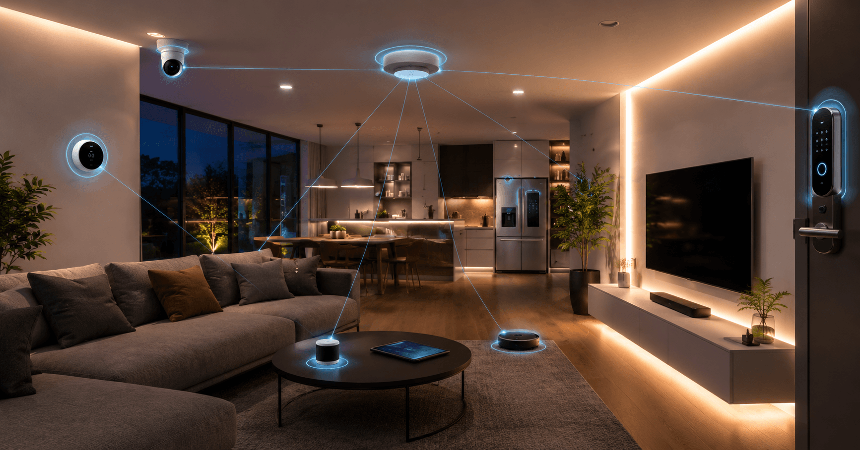 AI smart home devices connected throughout a modern home in 2026