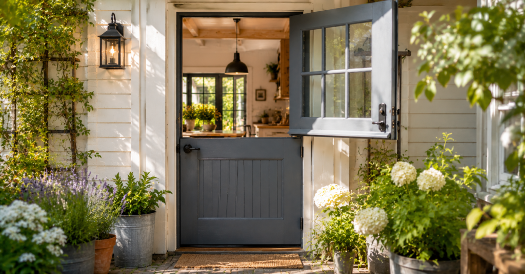 Dutch door pros and cons charcoal farmhouse exterior top half open garden
