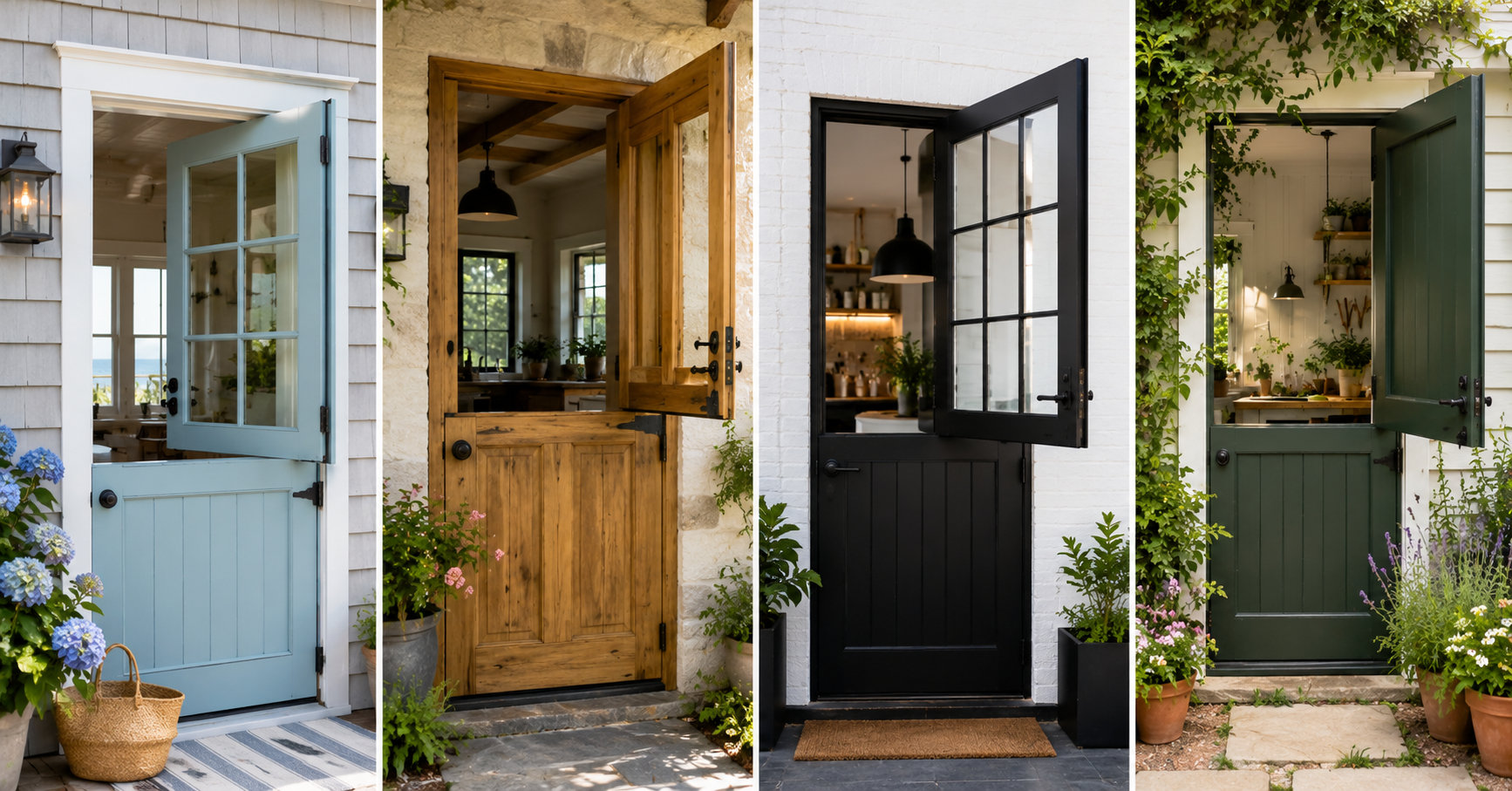 Dutch door styles and colors coastal blue wood black green farmhouse modern cottage