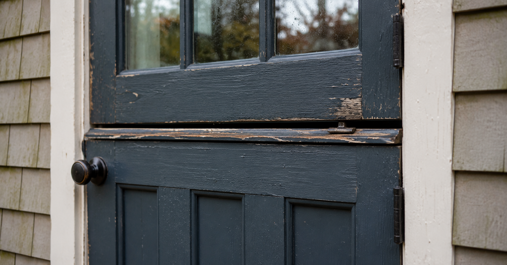 Dutch door weathering problem paint peeling split point alignment issue over time