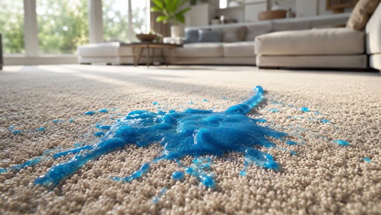 How to get slime out of carpet — fresh slime stain on beige carpet
