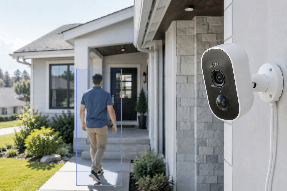 Defender GO 2K camera detecting a person with AI