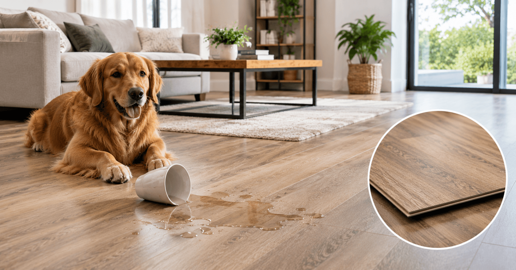 Homeowner comparing LVP flooring samples, wear layers, and plank construction