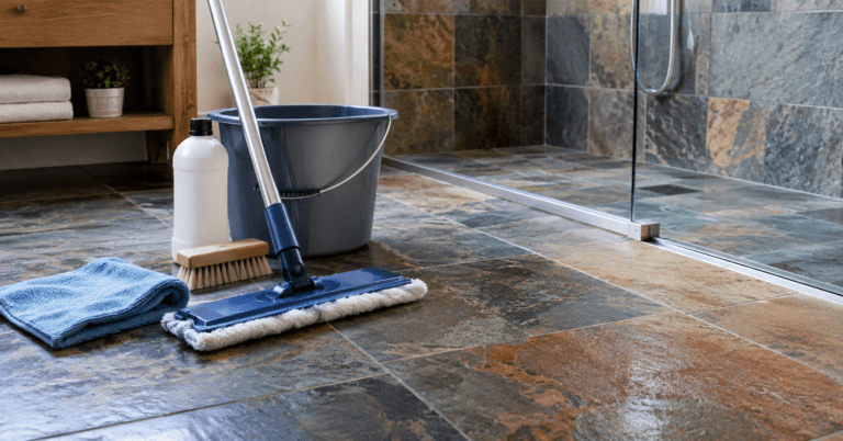 How to clean slate tiles safely with natural stone cleaning tools