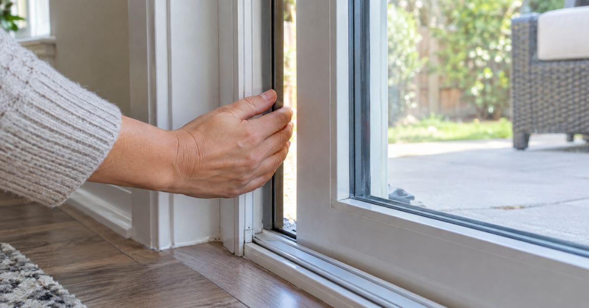 checking for air leaks around sliding glass door weather stripping