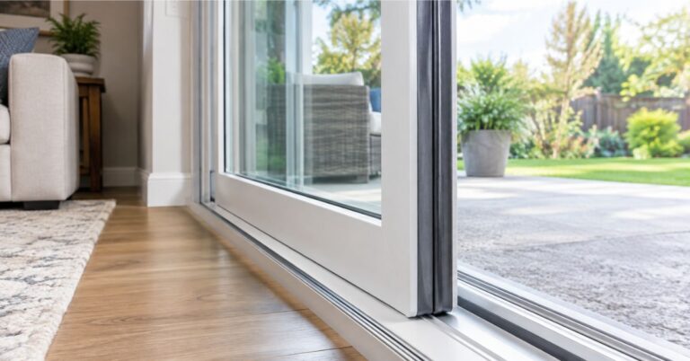 sliding door weather stripping around a glass patio door